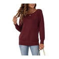 thumbnail image 3 of Asklazy Women's Long Sleeve Crew Neck Knitted Pullover Sweater,Wine Red,S, 3 of 9