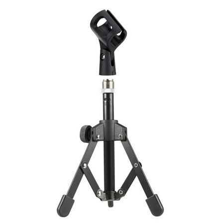 Anself MS-12 Foldable Adjustable Desktop Tripod Microphone Stand with MC3 Mic Clip Holder Bracket for Meeting Lectures Podcasts