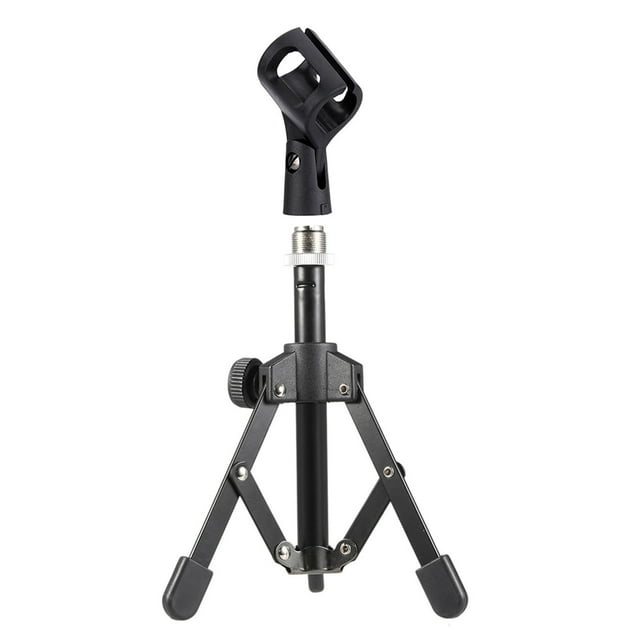 Eccomum MS-12 Mini Foldable Adjustable Desktop Tripod Microphone Stand with MC3 Mic Clip Holder Bracket for Meeting Lectures Podcasts