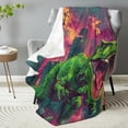 thumbnail image 2 of Manta con temática de dinosaurio majestuoso: suave, ligera, cálida, difusa, antibolitas, acogedora manta de franela para dormitorio, sofá, oficina, exterior, decoración del hogar, 80 x 60 pulgadas, 2 of 6