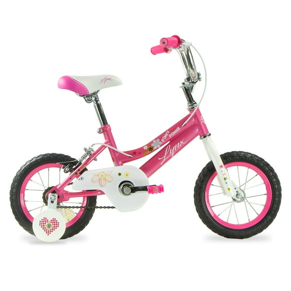 Bicicleta LYNX Infantil R12 1V. Niña Frenos "V" Ruedas Laterales Acero Rosa Brillante/Blanco Talla:UN