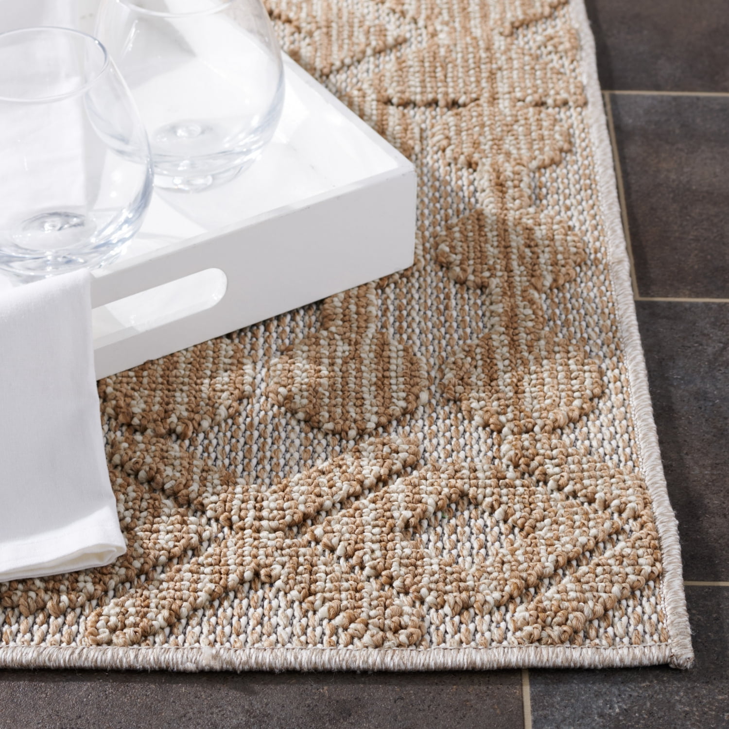 SAFAVIEH Global Anthony Diamond Indoor/Outdoor Area Rug, Beige/Brown, 5'3" x 7'6"