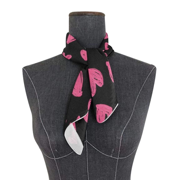 Square Scarf 24x24 Inch Neon Pink Heart Pattern Silky Satin Sun Protection Neck Scarf for Women Multi-Purpose Head Wrap Bandana for Hair Bag Decoration