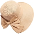 thumbnail image 3 of CoCopeaunts Straw Bucket Hat Wide Brim Floppy Solid Color Bucket Cap for Women Beach Dome Ponytail Basin Hat with Bow Decorate, 3 of 8