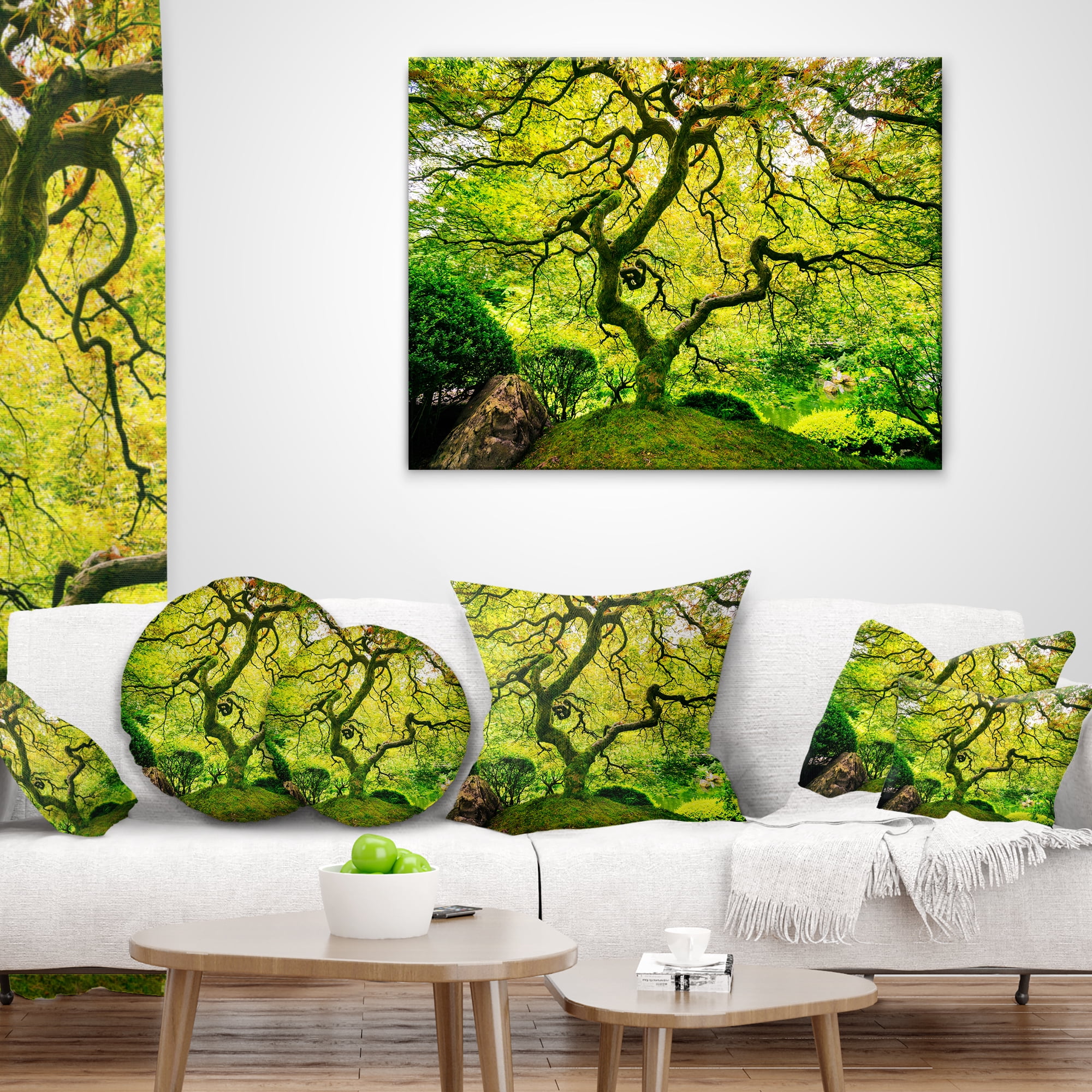 Designart Amazing Green Tree - Photography Throw Pillow - 12x20