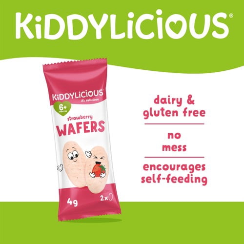 Kiddylicious Strawberry Maxi Wafers Baby Snacks Multi 10 x 4g, British Import (Pack of 3)
