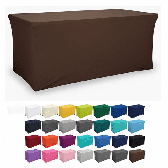AK Trading 6 Ft Fitted Polyester Tablecloth 72 Length  x 30 Wide  x 30 Brown Inches for Events Brown