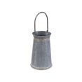 thumbnail image 1 of Tall Round Galvanized Planter with Top & Bottom Gold Welding Accents & Swivel Handle, 1 of 1