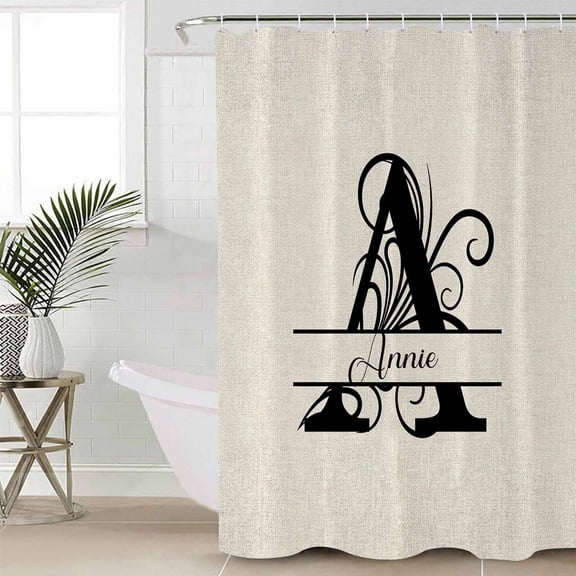 Letter A Small Stall Shower Curtain, Waterproof Shower Curtains for Bathroom, Monogram Words Washable Fabric Cloth Bath Curtain for Bathtub Decoration with Hooks 36x72 Inches