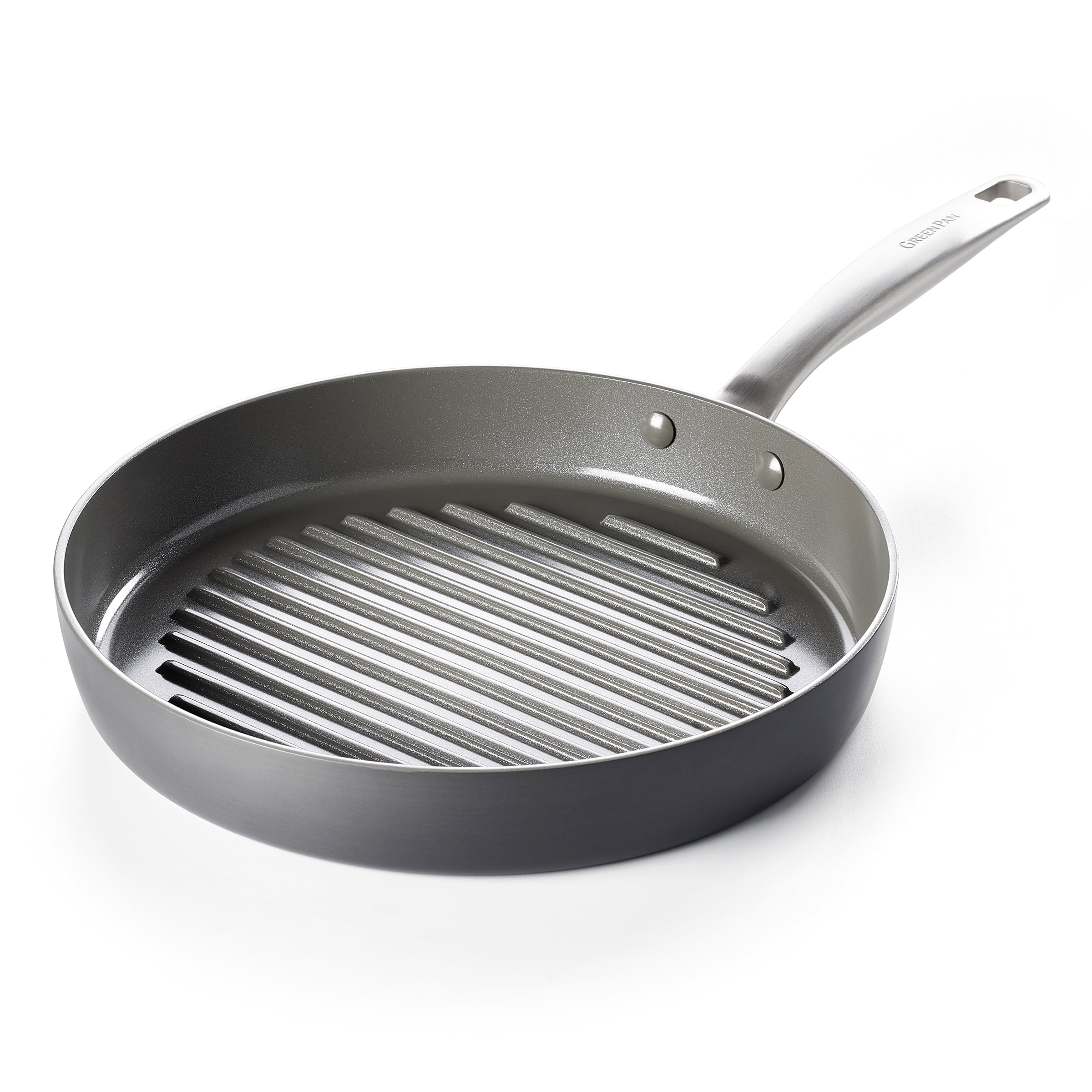 ALL-CLAD Round Grill Pan Skillet 12" Ribbed Non-stick   USED pro anodized steel 