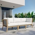 thumbnail image 2 of Lounge Sofa, Grey Gray Natural, Teak Wood, Outdoor Patio Balcony Cafe Bistro Garden Hospitality Restaurant, Modern Contemporary HB34451, 2 of 11