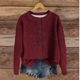 thumbnail image 2 of biudgviw Cardigan for Women Trendy Long Sleeve Button Down Shirts Comfy Soft Crew Neck Knit Sweaters Going Out Outfits, 2 of 4
