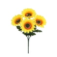 thumbnail image 2 of Under $3 Artificial Sunflower Stem 5-Head Sunflower Spray Plastic For Living Room Vase Filler Wedding Arch Arrangement (E) (1Pc), 2 of 4