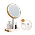 thumbnail image 1 of Wooden Desktop LED Makeup Mirror 3X Magnifying USB Charging Adjustable Bright Diffused Light Touch Screen Beauty Mirrors ,Widely Use, 1 of 7