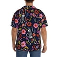 thumbnail image 3 of Uemuo Dancing Skeletons Floral Garden Pattern Cotton Linen Short Sleeve Shirts,Casual Lightweight Button Down Shirts,Vacation Beach Summer Tops-X-Large, 3 of 7