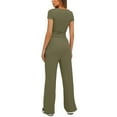 thumbnail image 5 of qolati 2 Piece Sets for Women Y2k Ruched Short Sleeve Crop Tops and High Waisted Wide Leg Pants Tracksuit Casual Fitted Workout Lounge Outfits Matching Sets, 5 of 9