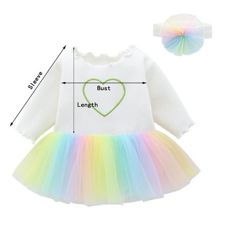 

nsendm Dresses with Flowers on Them Spring And Autumn Baby Girls Elegant Dress Nice Long-sleeved Dress for 3 Year Old Girls Dress White 3-6 Months