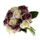 thumbnail image 5 of Ramo de rosas artificiales de 12 cabezas, paquete de flores de simulación, decoración del hogar, adorno de flores falsas para bodas, blanco púrpura Speravity HA7941-06B, 5 of 6
