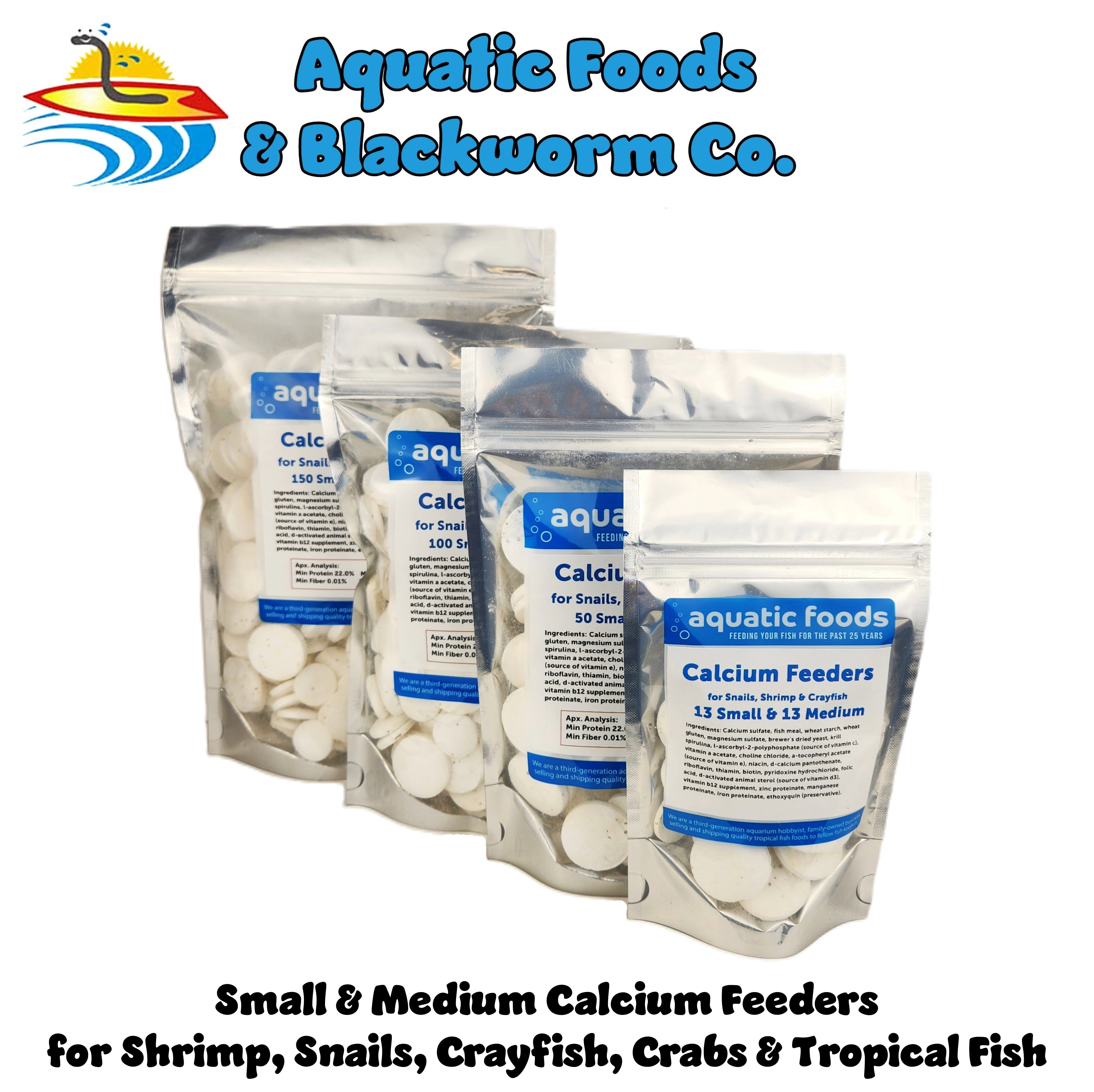 Calcium Feeder Disks Small & Medium for Shrimp, Snails, Crabs, Crayfish, Hermit Crabs and All Tropical Fish - 200 Count Bag of Small & Medium