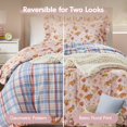thumbnail image 5 of Regency Heights Twin/Twin-XL Reversible Ruffled Comforter Set, Vintage Botanical Floral Bedding, 2 Piece Soft Textured Plaid Checkered Comforter for All Season, Blush Pink, 5 of 9