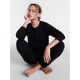 thumbnail image 3 of Joyspun Women's Fleece Lounge and Sleep Pajama Set, 2-Piece Crewneck Top and Joggers, Black Soot, Sizes XS-3X, 3 of 5