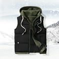 thumbnail image 6 of dzxyzu Men's Vest Lined Puffer Hooded Vest Outdoor Quilted Winter Vest Drawstring Waistcoat Sleeveless Hooded Cargo Jacket Padded Vest Sports Waistcoat Coat for Travel Hiking Running - Black, 6 of 6