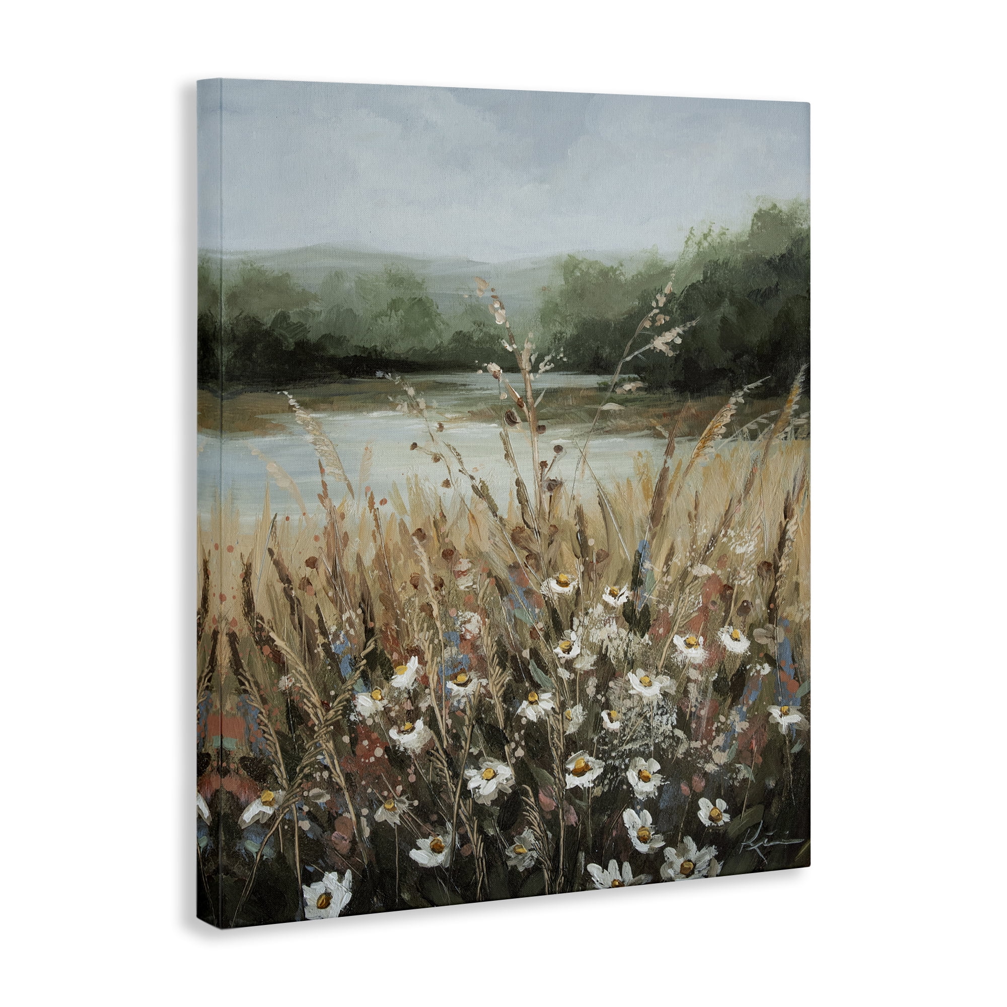 Stupell Industries Wild Blooms by Marsh Landscape & Nature Painting Wrapped Canvas Art Print Wall Art, 16 x 20