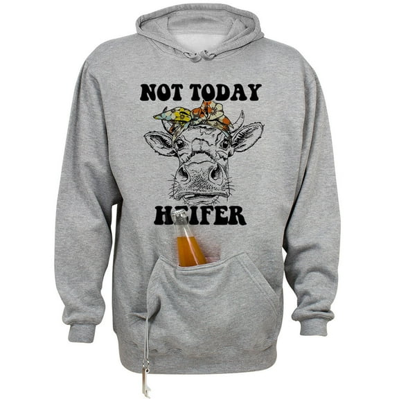 Not Today Heifer Beer Holder Tailgate Hoodie Sweatshirt Unisex Large Oxford