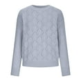 thumbnail image 3 of Odeerbi Winter Knit Sweater For Women 2024 Casual Round Neck Long Sleeved Pullover Sweater Gray, 3 of 5