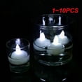 thumbnail image 3 of 1~10PCS Pack Of 6 Flickering Flameless Waterproof Candles Lamp Floating On Water Led Plastic Battery Operated Tea Lights For, 3 of 5