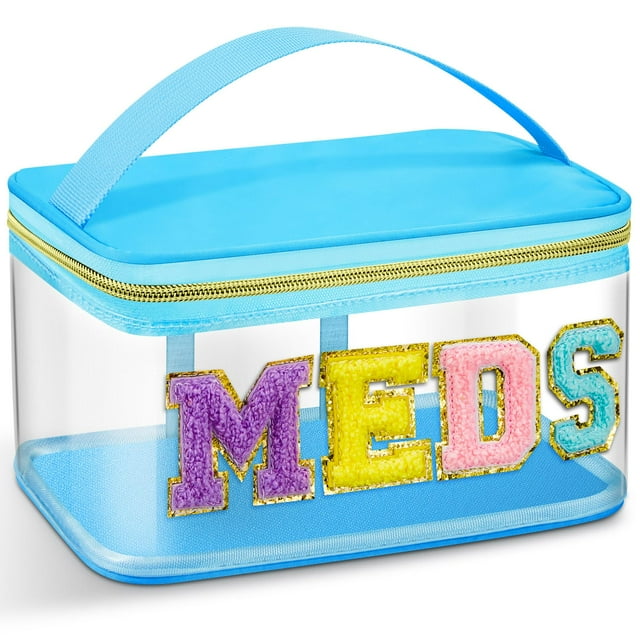Bolsa de cosméticos Geetery Chenille Letter Blue Nylon para mujer