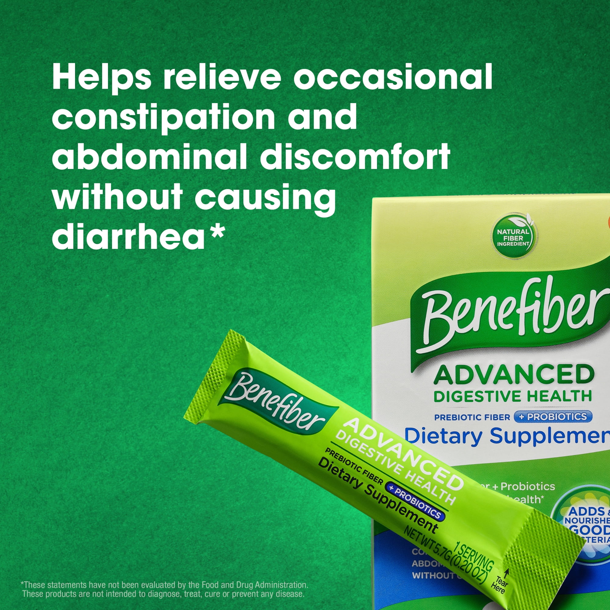 Benefiber Advanced Digestive Health Prebiotic Fiber Supplement Powder With Probiotics for Digestive Health, Low FODMAP - 15 Sticks (3.0 Ounces)