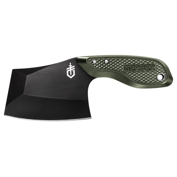 Gerber TRI-Tip, Mini Cleaver Fixed Blade Knife with Sheath, Green Handle [30-001694]