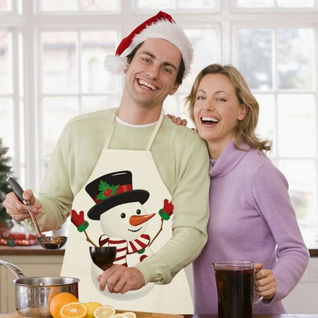 

Yhmxh Funny Christmas Kitchen Aprons for Adjustable Cooking Chef Aprons Waterproof Bib Aprons Cute Xmas Party Aprons Gift for Bakers Wife Husband Family Christmas Decorations on Clearance - Snowman #2