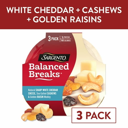 Sargento® Balanced Breaks® Sharp White Cheddar Cheese, Roasted Cashews, Raisins