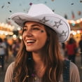thumbnail image 7 of Jiibva Women Men Western Style Cowgirl Hat Wide Brim Rhinestone Star Western Hats for Wedding Carnival Rave Party Travel, 7 of 7