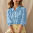 thumbnail image 2 of YTCAMLO Striped Dress Shirts for Women, Casual Loose Fit 3/4 Sleeve Button Down Shirts, Business Office Work Collared Blouses, 2 of 9