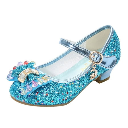 Linfrsh Toddler Princess Shoes  Girl s Bow Mary Jane Dress Shoes Ballet Princess Flats with Rhinestone Strap for Party Wedding School  Toddler/Little Kid/Big Kid Blue 12