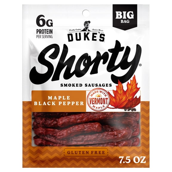 Duke’s Pork Maple Black Pepper Smoked Shorty Sausages, 6g Protein Per Serving, 7.5 oz.