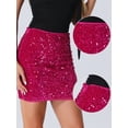 thumbnail image 2 of DARING DIVA Sequin Skirt for Women's High Waist Stretchy Velvet Bodycon S Pink, 2 of 6