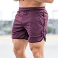 thumbnail image 2 of Men's Mesh Booty Workout Shorts 3 Inch Lightweight Quick Dry Athletic Sportswear Gym Workout Retro Running Short Shorts Wine, 2 of 5