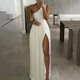 thumbnail image 2 of Vestido de mujer de moda casual de verano sin mangas de color sólido con un solo hombro Pompotops ghjkhdj18340, 2 of 5