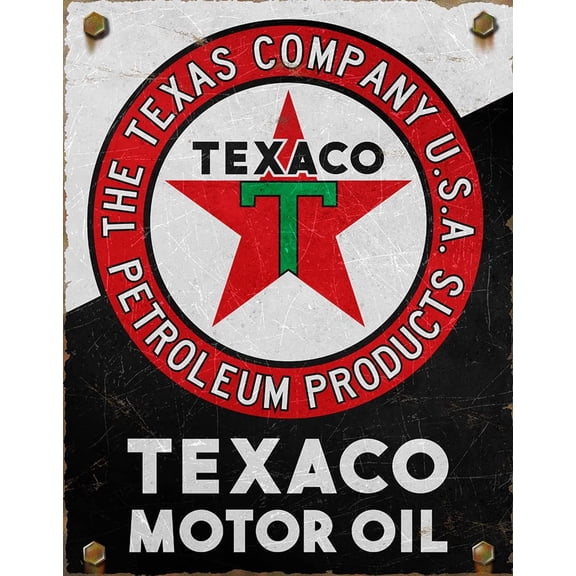 Desperate Enterprises Texaco Motor Oil Tin Sign - Nostalgic Vintage Metal Wall Decor - Made in USA