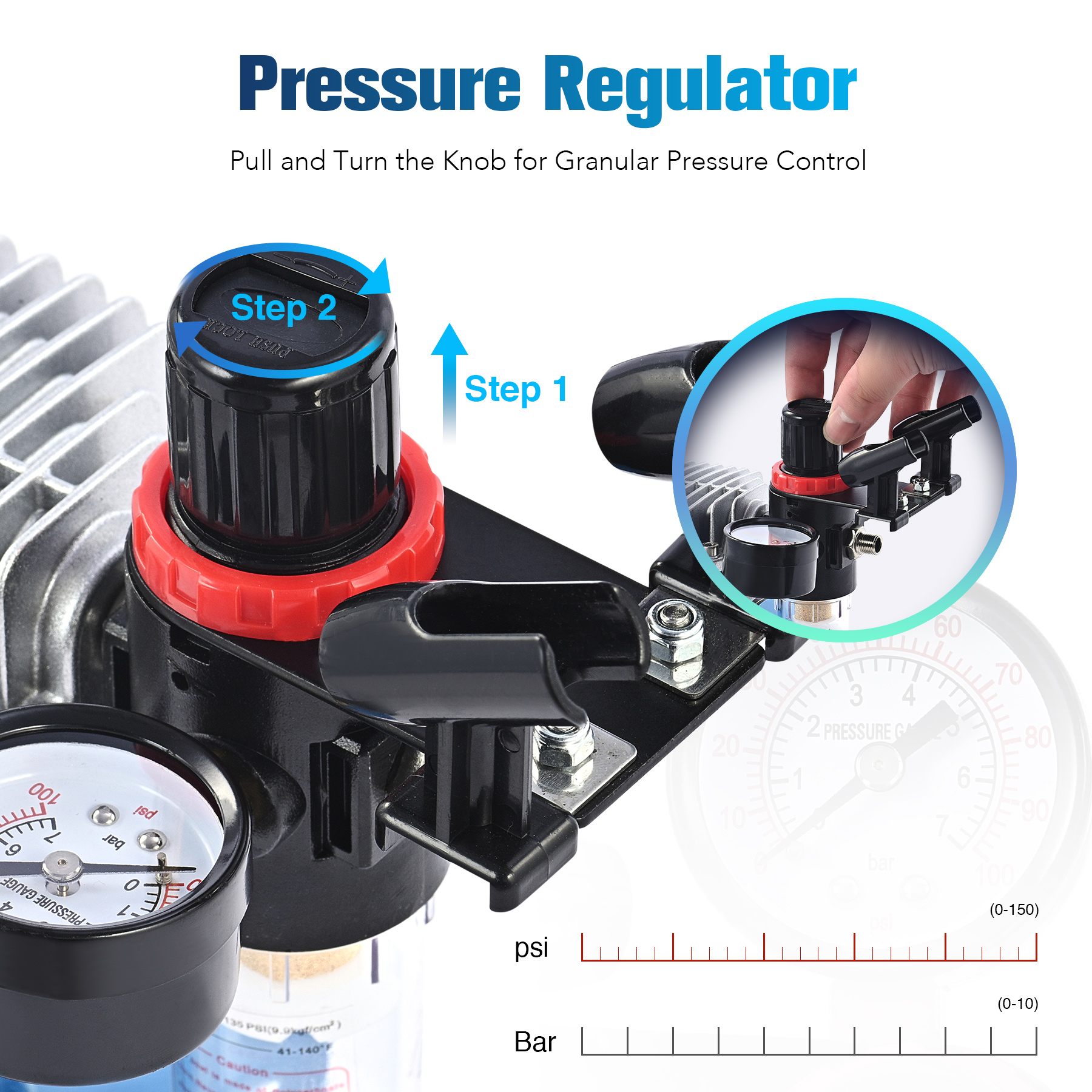Preenex 110V 1/6 HP Professional Airbrush Compressor and Art Kit, Quiet 1/6hp Single Piston Air Compressor,1750 rpm