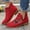 Red, variant on Women's Chelsea Ankle Boots, Side Zipper Stacked Low Block Heel Western Booties, Suede Squirrel Pine Tree Embroidered Point Toe V-Cut Collar Boho Vintage Casual Walking Short Boots Black 41