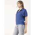 thumbnail image 3 of Moomaya Solid Short Sleeves Shirt Style Collar Top, Womens Summer Pullover Tunic, 3 of 8