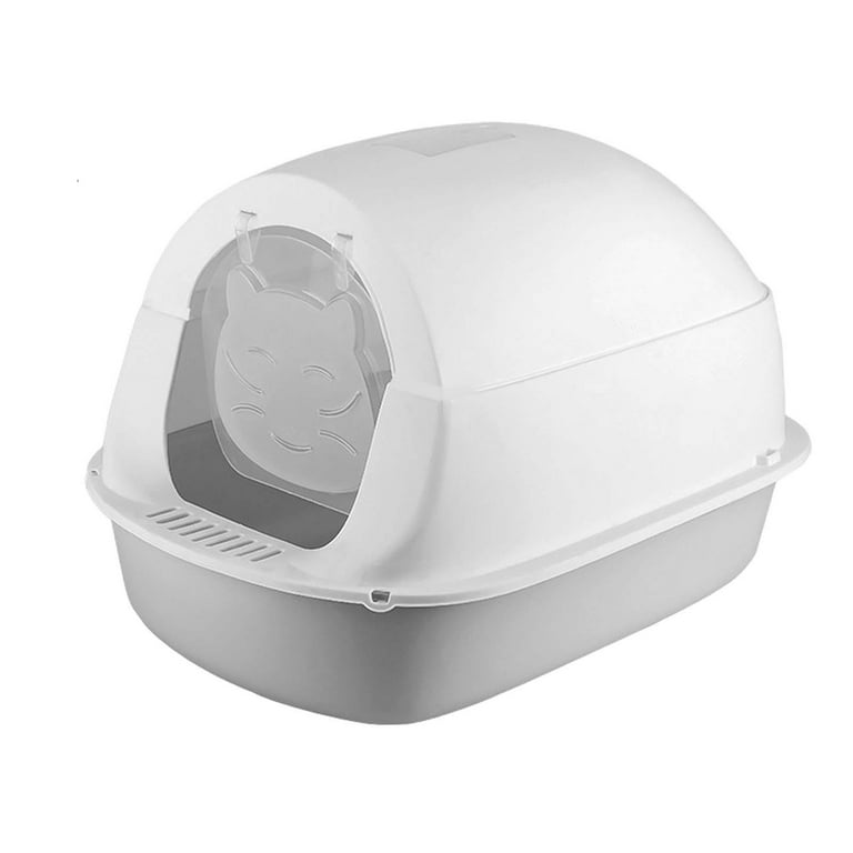 Large Enclosed Cat Litter Box Durable with Front Door Hooded Cat Litter Tray Gray Walmart