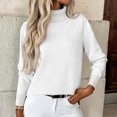thumbnail image 2 of Fshiont 2026 New Women's Turtleneck Sweater Long Sleeve Knitted Pullover Slim Fitted Soft Fall Winter Everyday Top White 2XL, 2 of 5