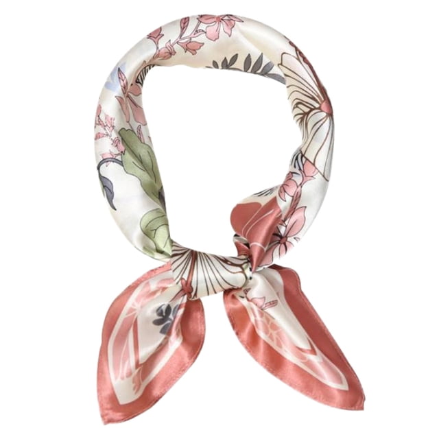 MasteelfCA 1Pc Flower Printed Silk Scarf Fashion Small Square Neckerchief Bag Accessory
