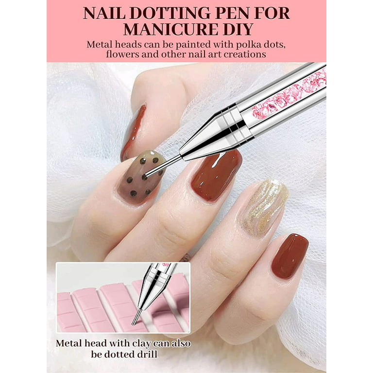 [2 Pack] Rhinestone Picker & Nail Liner Brushes Set, Dual-end Nail Art  Picking Dotting Pen for Picking Nail Gems Rhinestone, Nail Brush for  Drawing